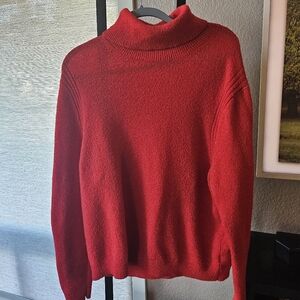 Bold Red Full Length Turtleneck Sweater
